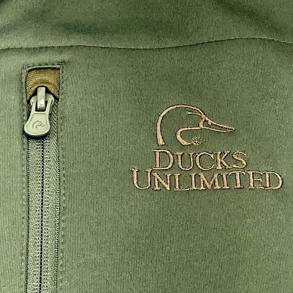 Ducks Unlimited Logo Vest Sleeveless Fleece Lined Green L Mens Zip Pockets Cabin - Picture 2 of 13